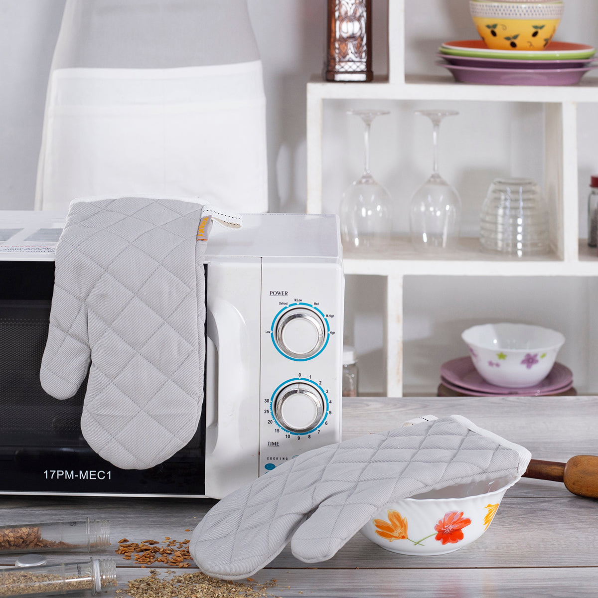 Maspar Printed Aspire 2 PC Oven Mitt Set Grey