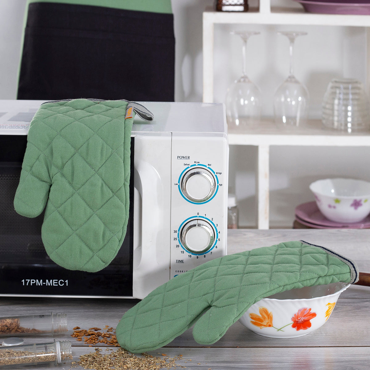 Maspar Printed Aspire 2 PC Oven Mitt Set Green