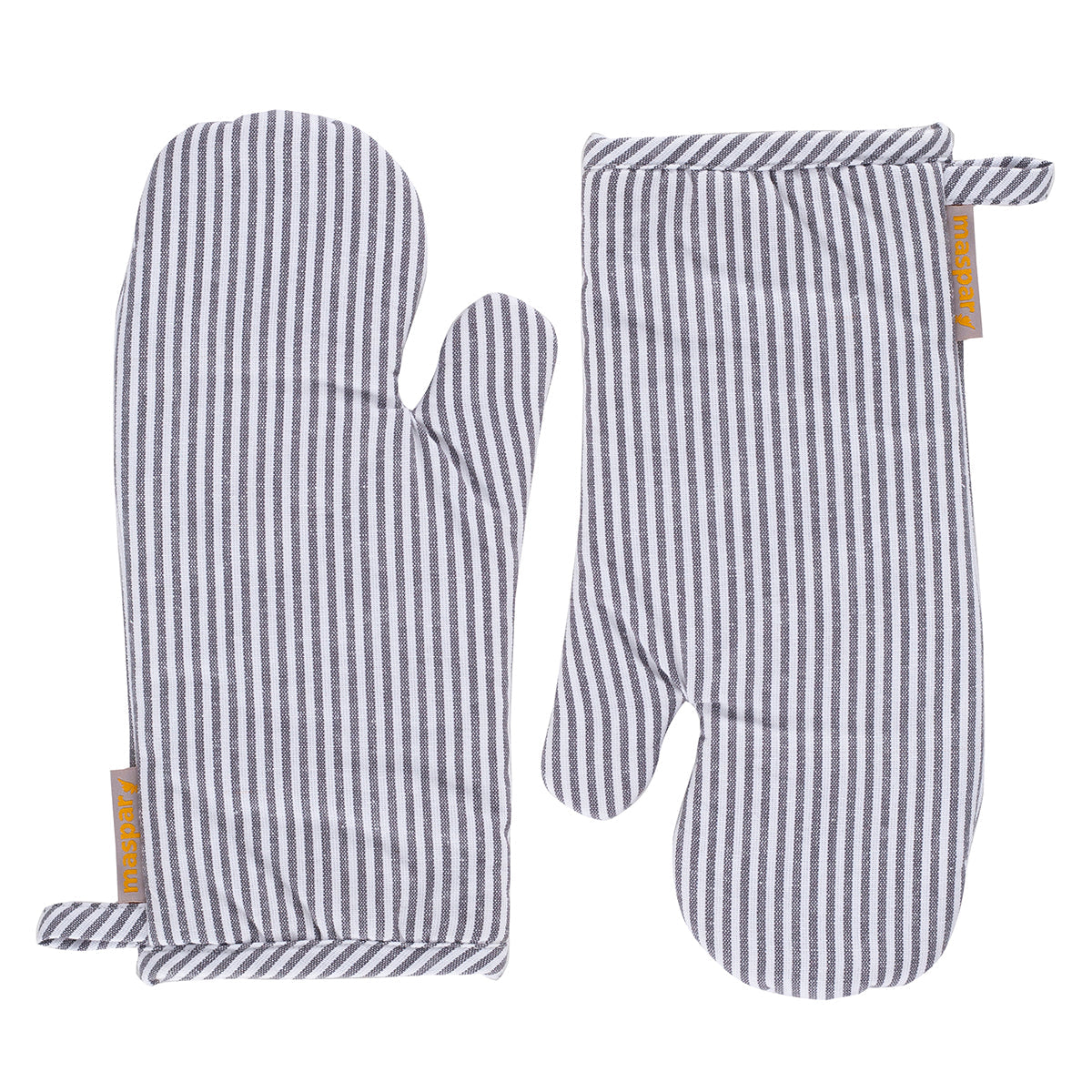 Maspar Printed Ticking Stripe 2 PC Oven Mitt Set Black