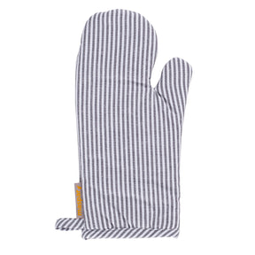 Maspar Printed Ticking Stripe 2 PC Oven Mitt Set Black