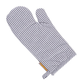 Maspar Printed Ticking Stripe 2 PC Oven Mitt Set Black