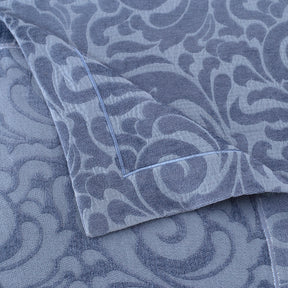 Grandeur Vint Classic  100% Cotton Blue Jacquard Bed Cover Set