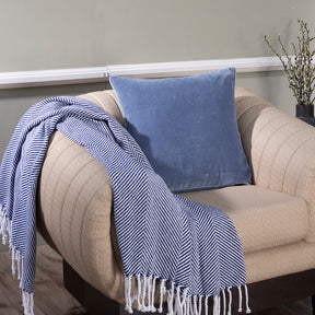 Grandeur Ore-Rerun 100%Cotton Blue FoilPrintedCushionCover