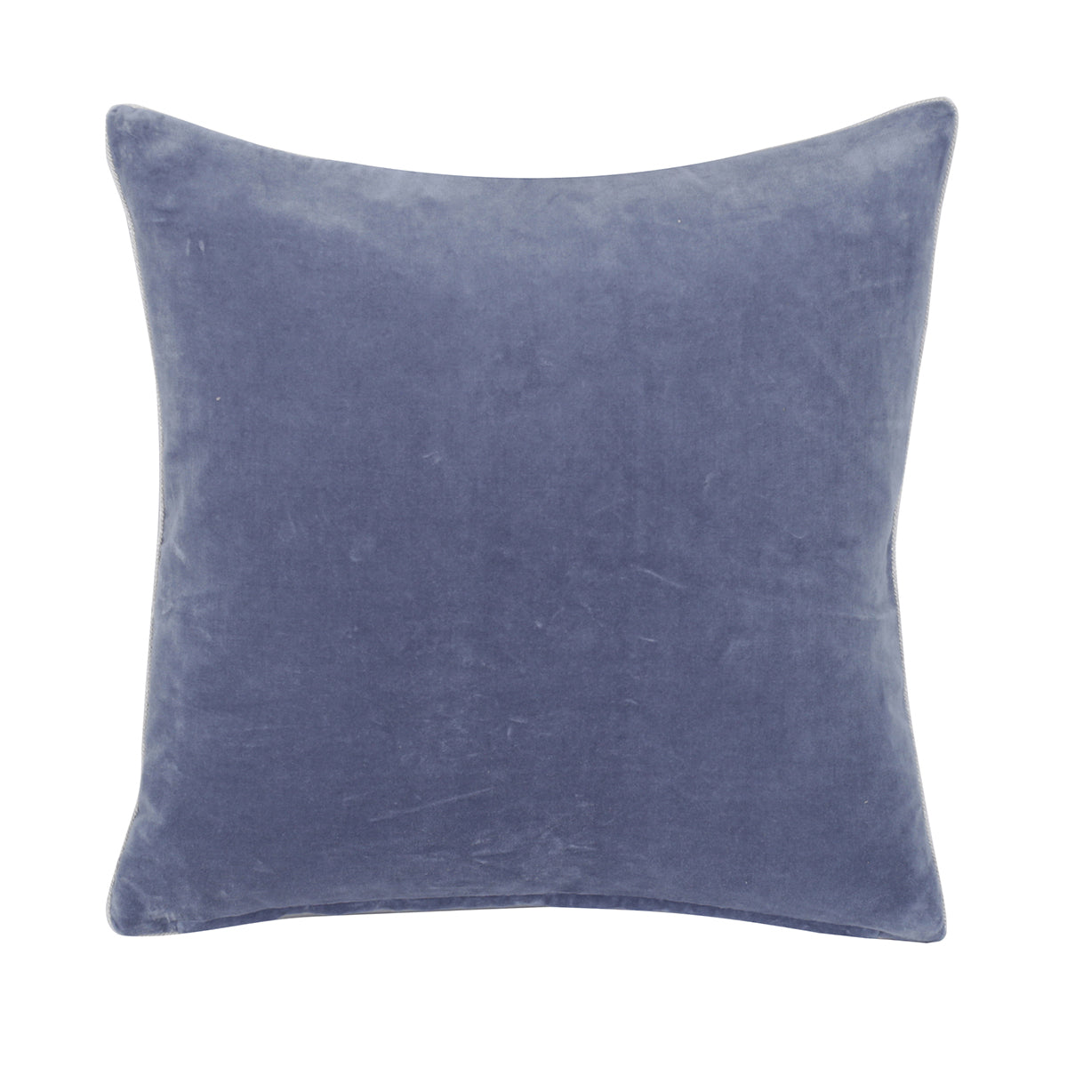 Grandeur Solid Velvet 100%Cotton Blue Cushion Cover