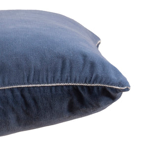 Grandeur Solid Velvet 100%Cotton Blue Cushion Cover
