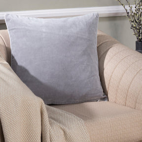 Vintage Printed Solid Velvet Cushion Cover Grey