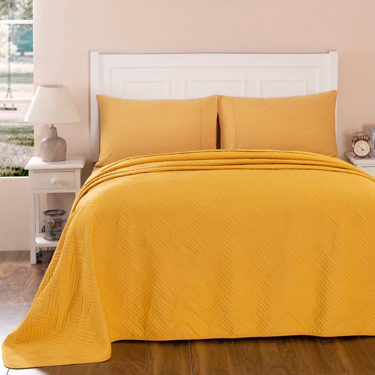 Eliott Summer AC Quilt/Quilted Bed Cover/Comforter Mustard