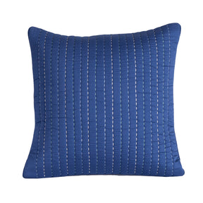 Folklore Transition Recurring Stripes Fabric100%CottonFilling100%Polyester Blue Hand Embroidered Quilted Cushion Cover