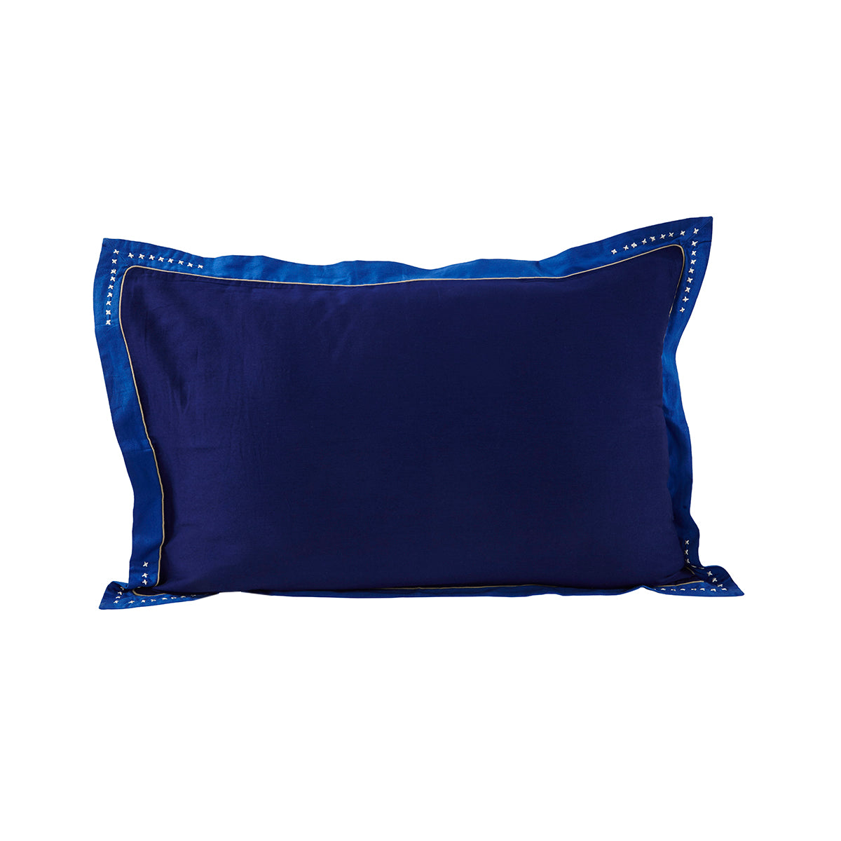 Little Maspar Hand Embroidery Cross Stitch 2PC Pillow Case Set Blue