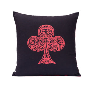 Four Suits Printed Red/Black 1 Pc Cushion Cover