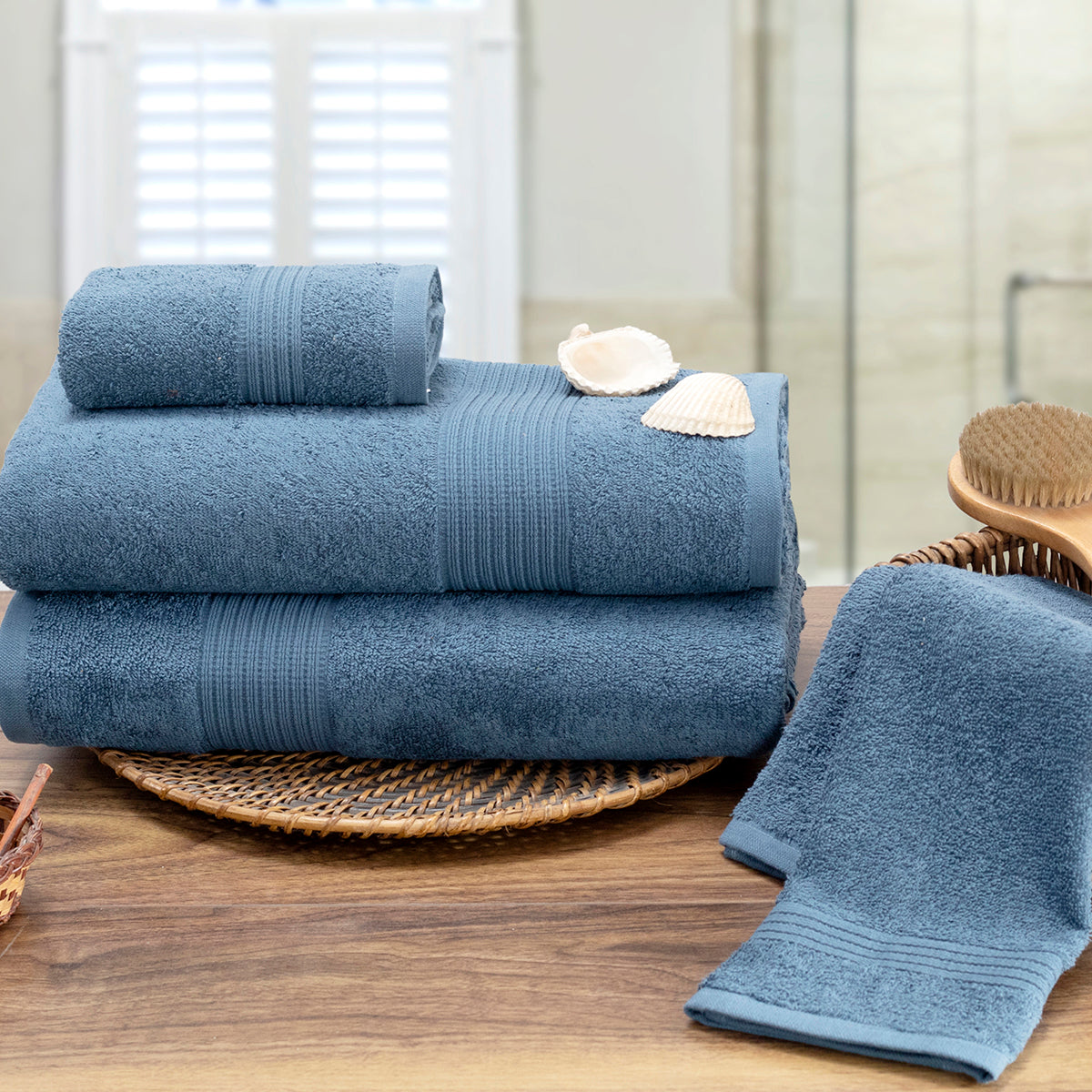 Hermosa Jeneth 100% Cotton Solid Towel Set Blue