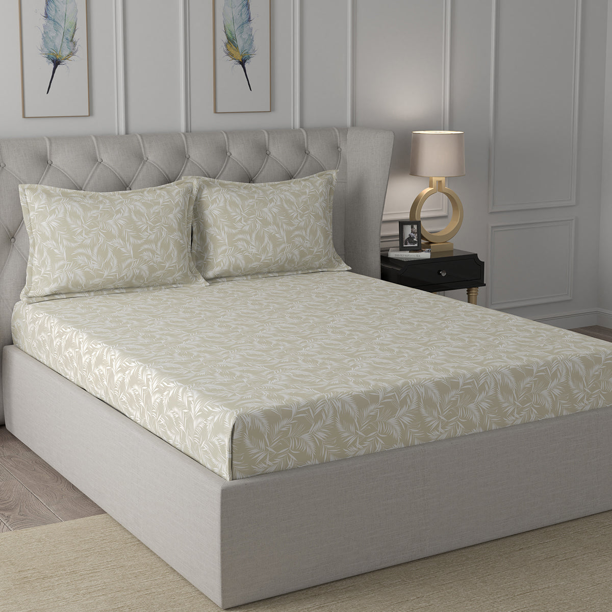 Ardour Stellan Printed Bed Sheet With Pillow Case