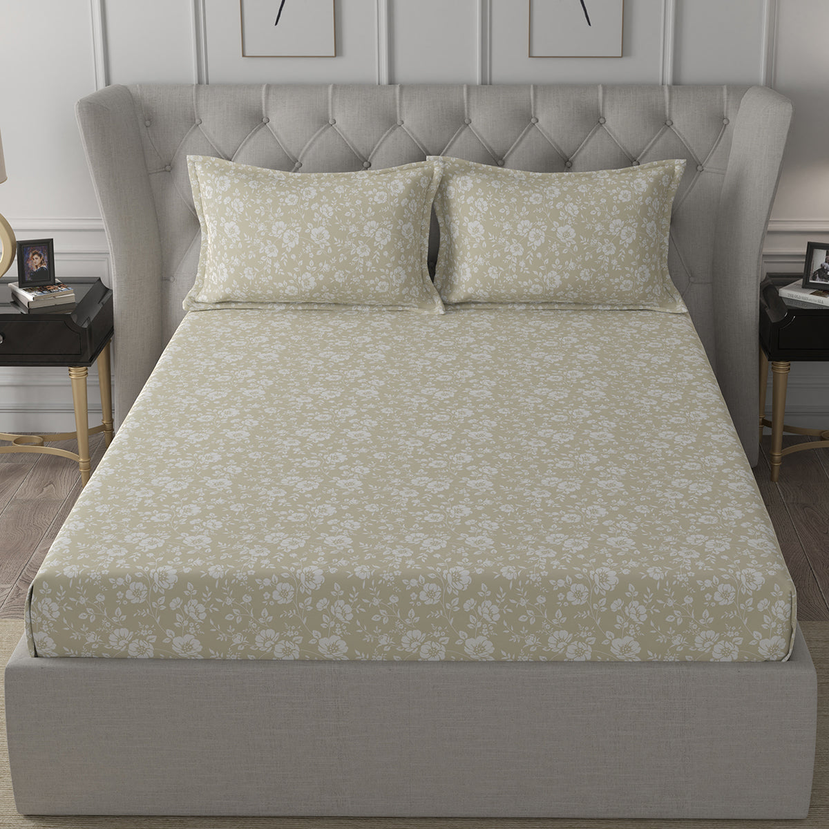 Ardour Cicely Printed Bed Sheet With Pillow Case
