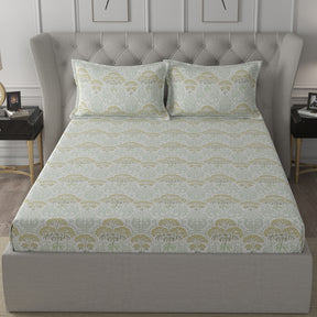 Ardour Aviva Printed Bed Sheet With 2 Pillow Covers