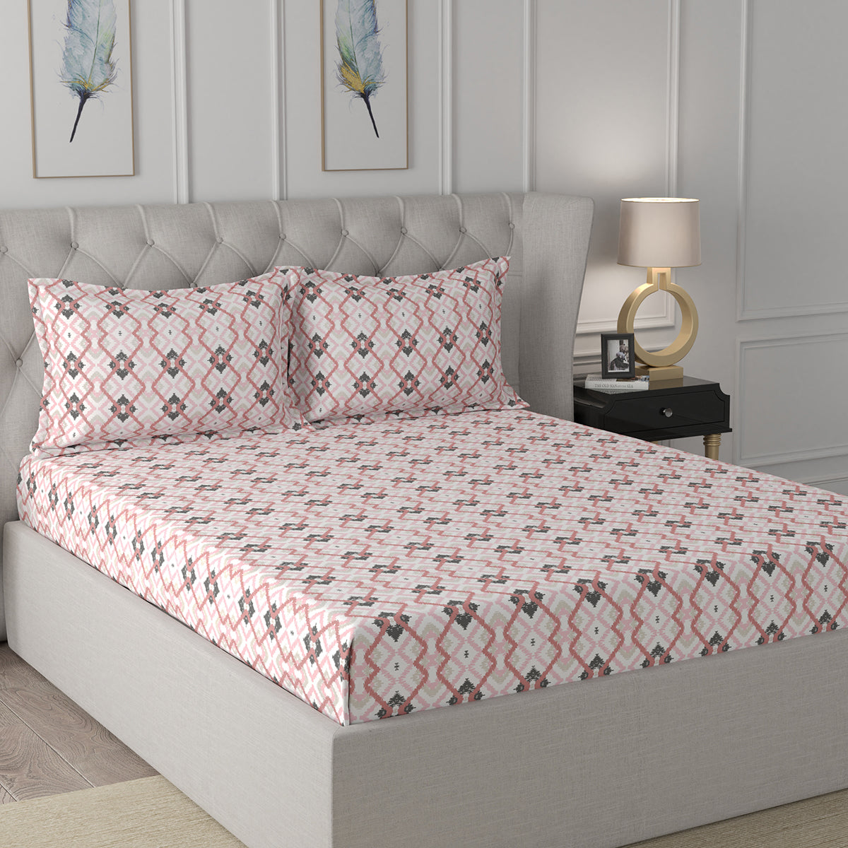 Florescence Cayden Red Bed Sheet with Pillow Case