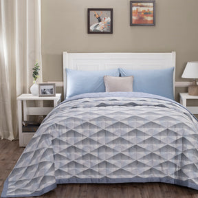 Art Nouveau Emerson Blue 6PC Quilt/Quilted Bed Cover Set