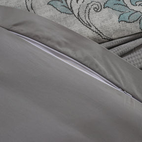 Nostalgic Attire Pearl Petal Blue Plain & Printed Reversible 100% Cotton Super Soft Duvet Cover with Pillow Case