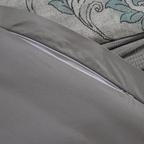Nostalgic Attire Pearl Petal Blue Plain & Printed Reversible 100% Cotton Super Soft Duvet Cover with Pillow Case