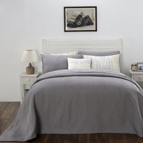 Eliott Grey 8PC Quilt/Quilted Bed Cover Set