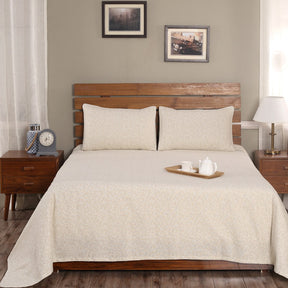 Rustic Clash Classi Essence Neutral Printed 3 Pc Bed Cover Set