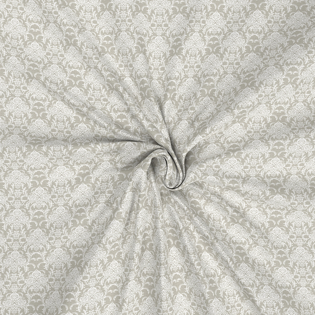 Hermosa Exotic Bouquet Damask Floral Neutral Bed Sheet with Pillow Case