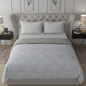 Hermosa Exotic Bouquet Damask Floral Grey 4 Pc Quilt/Quilted Bed Cover Set