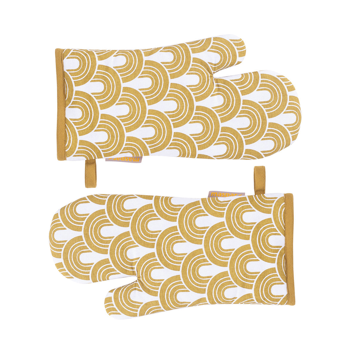 Deco dawn 100% Cotton Fabric Gold 2PC Oven Mitt Set