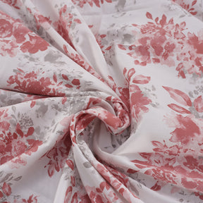 Florescence Aster Print Red Fitted Sheet With Pillow Covers