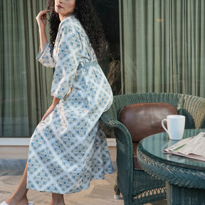 Luxe Boutique Finest Retro Printed 1Pc Ankle Length Robe/ Gown / Bath Robe In Box Packaing