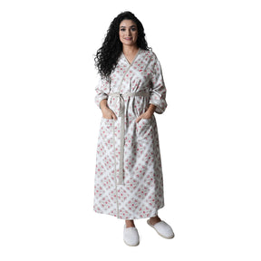 Luxe Boutique Finest Retro Printed 1Pc Ankle Length Robe/ Gown / Bath Robe In Box Packaing