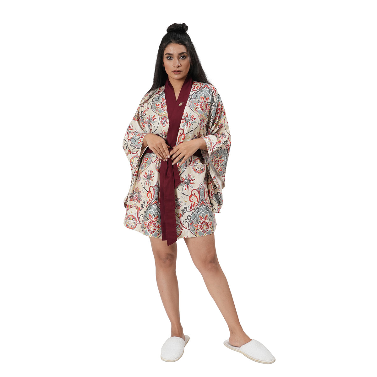 Luxe Boutique Lawn Rerun Printed 1Pc Thigh Length Robe/Gown/Bath Robe In Box Packaging