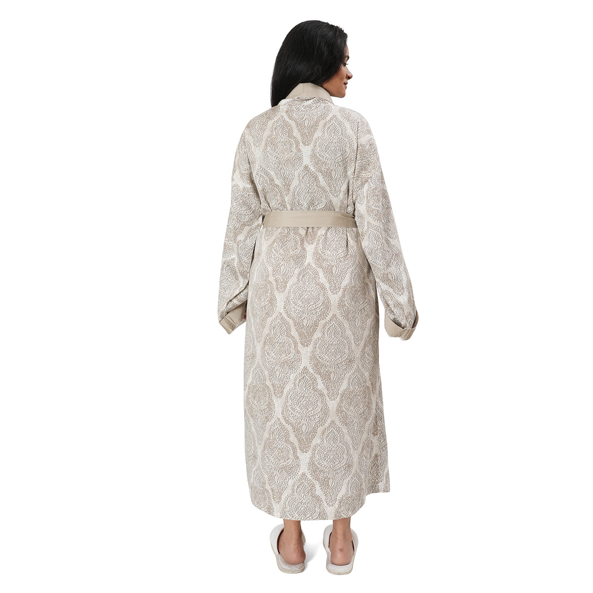 Luxe Boutique Lindsey Printed Grey 1Pc Ankle Length Robe/Gown/Bath Robe In Box Packaging