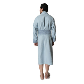 Luxe Boutique Savour Printed Blue 1Pc Calf Length Robe/Gown/Bath Robe In Box Packaging