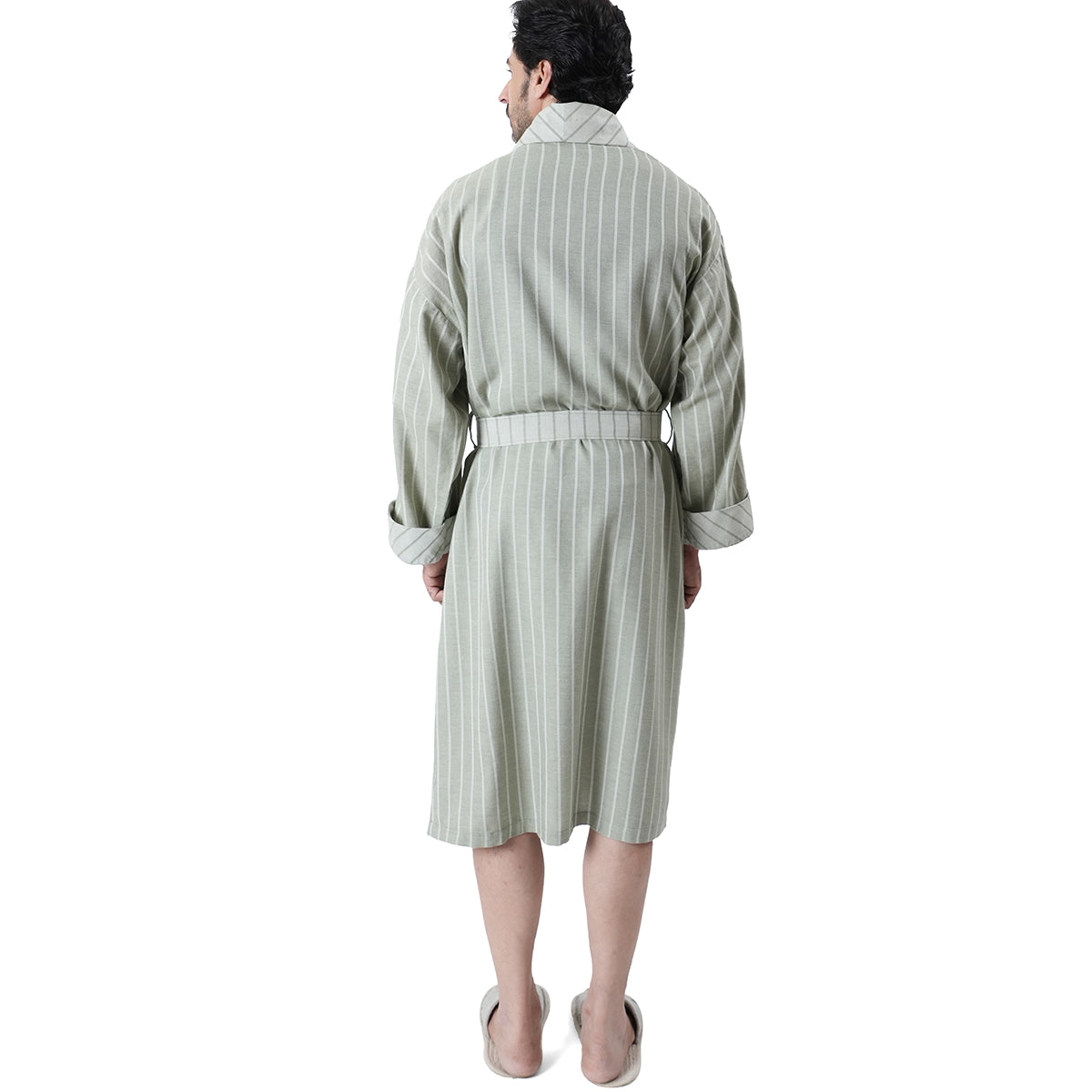 Luxe Boutique Adore stripe Cashmere Soft 1Pc Calf Length Robe/ Gown / Bath Robe In Box Packaging