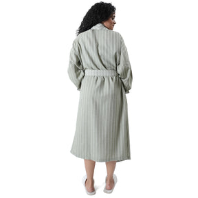 Luxe Boutique Adore stripe Cashmere Soft 1Pc Calf Length Robe/ Gown / Bath Robe In Box Packaging