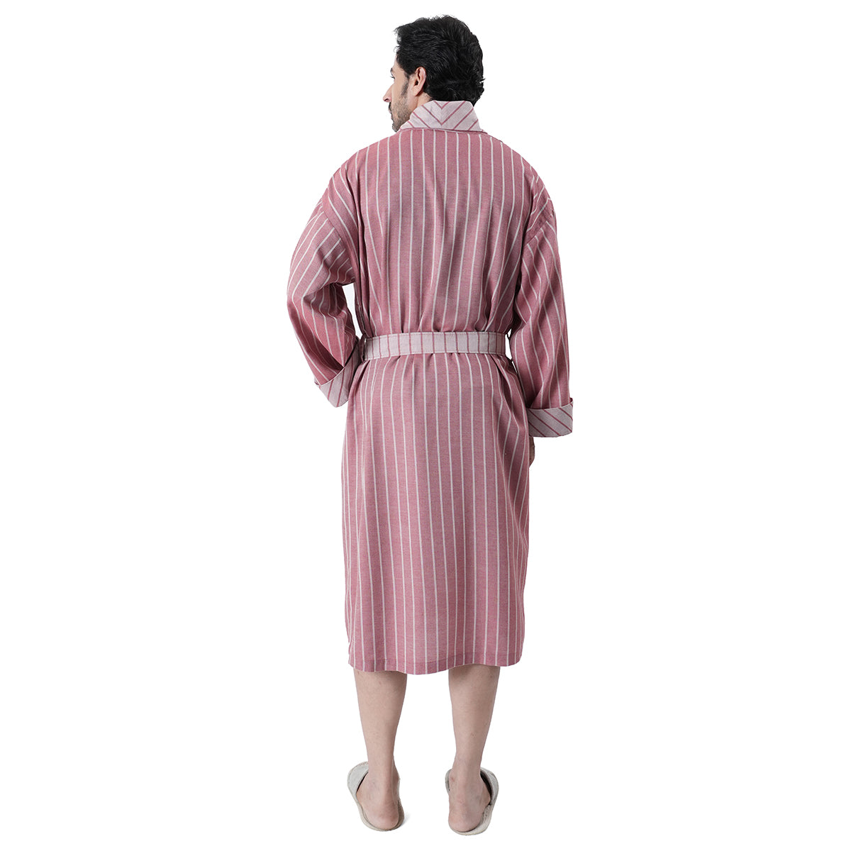 Luxe Boutique Adore Stripe Cashmere Soft Red 1Pc Calf Length Robe/Gown/Bath Robe In Box Packaging