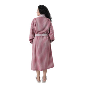 Luxe Boutique Adore stripe Cashmere Soft 1Pc Calf Length Robe/ Gown / Bath Robe In Box Packaging