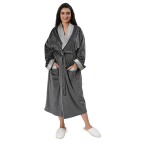 Luxe Boutique Imperial Velvet Sateen 1Pc Calf Length Robe/Gown/Bath Robe In Box Packaging