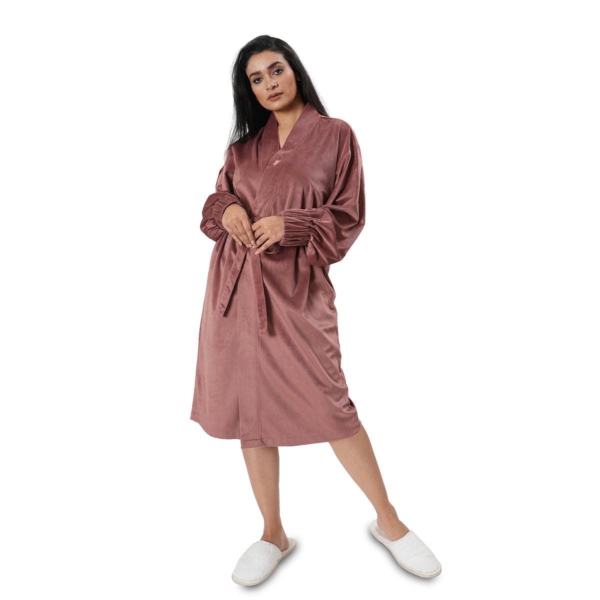Luxe Boutique Madeline Velvet Sateen 1Pc Knee Length Robe/ Gown / Bath Robe In Box Packaging