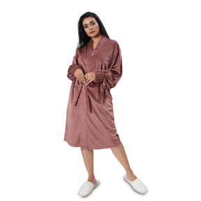 Luxe Boutique Luxify Velvet sateen Rust 1Pc Knee Length Robe/Gown/Bath Robe In Box Packaging