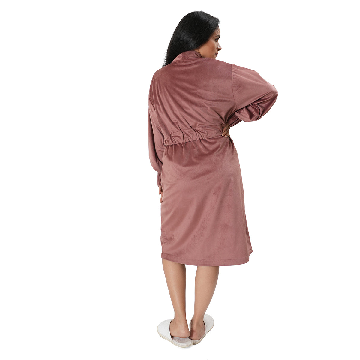 Luxe Boutique Luxify Velvet sateen Rust 1Pc Knee Length Robe/Gown/Bath Robe In Box Packaging