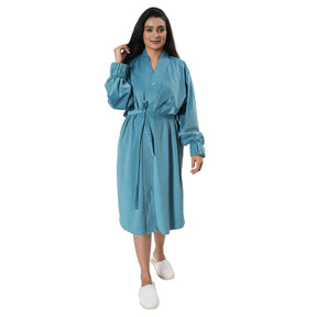 Luxe Boutique Luxify Velvet Sateen Aqua 1Pc Knee Length Robe/Gown/Bath Robe In Box Packaging