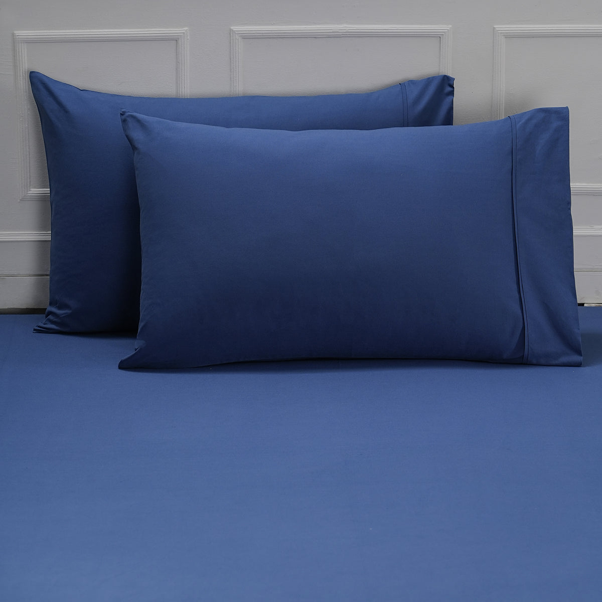 Eden Crisp & Light Weight 100% Cotton Solid Blue Fitted Sheet