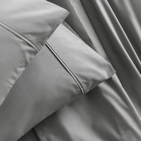 Eden Crisp & Light Weight 100% Cotton Solid Grey Bed Sheet with Pillow Case