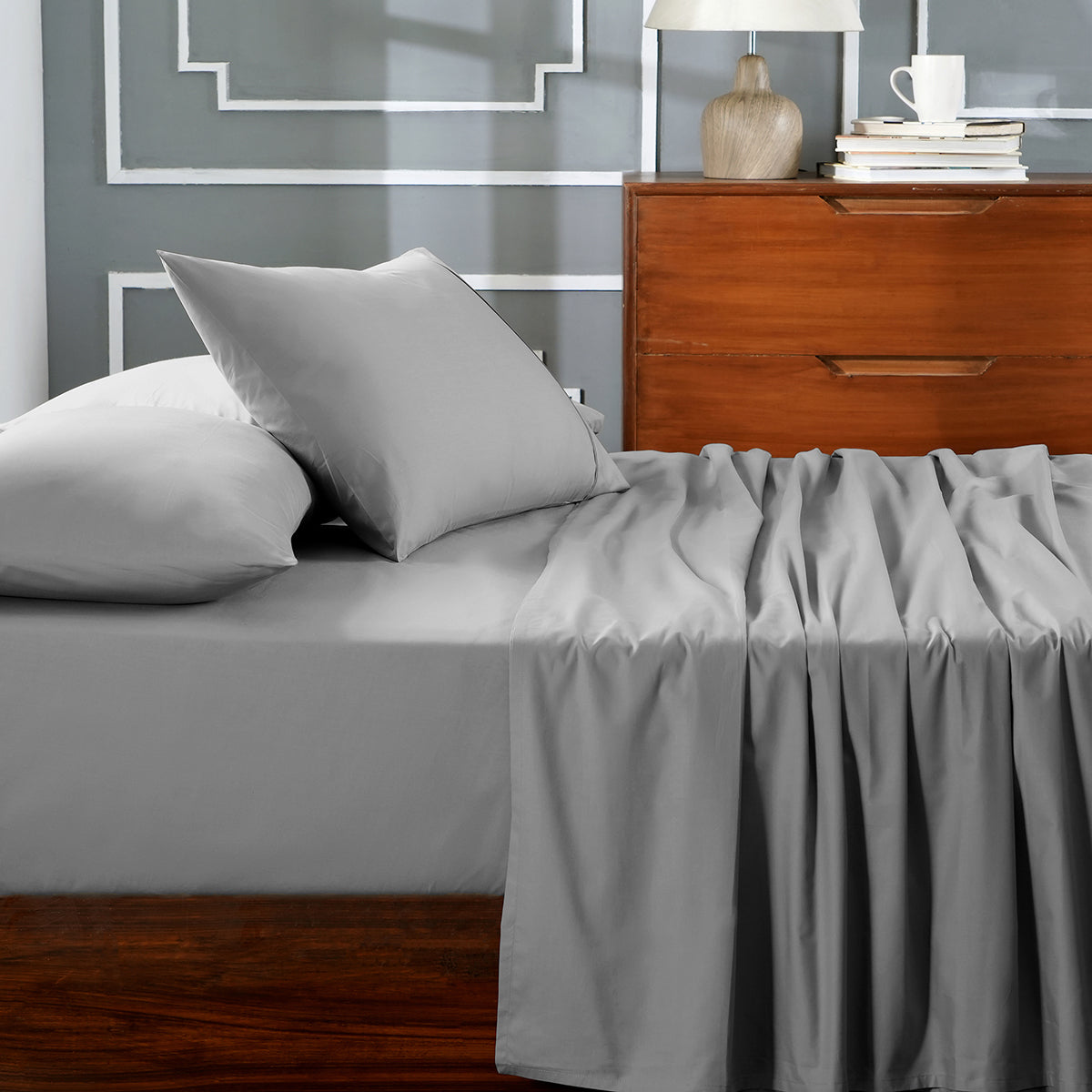 Eden Crisp & Light Weight 100% Cotton Solid Grey Bed Sheet