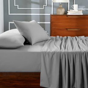 Eden Crisp & Light Weight 100% Cotton Solid Grey Bed Sheet with Pillow Case