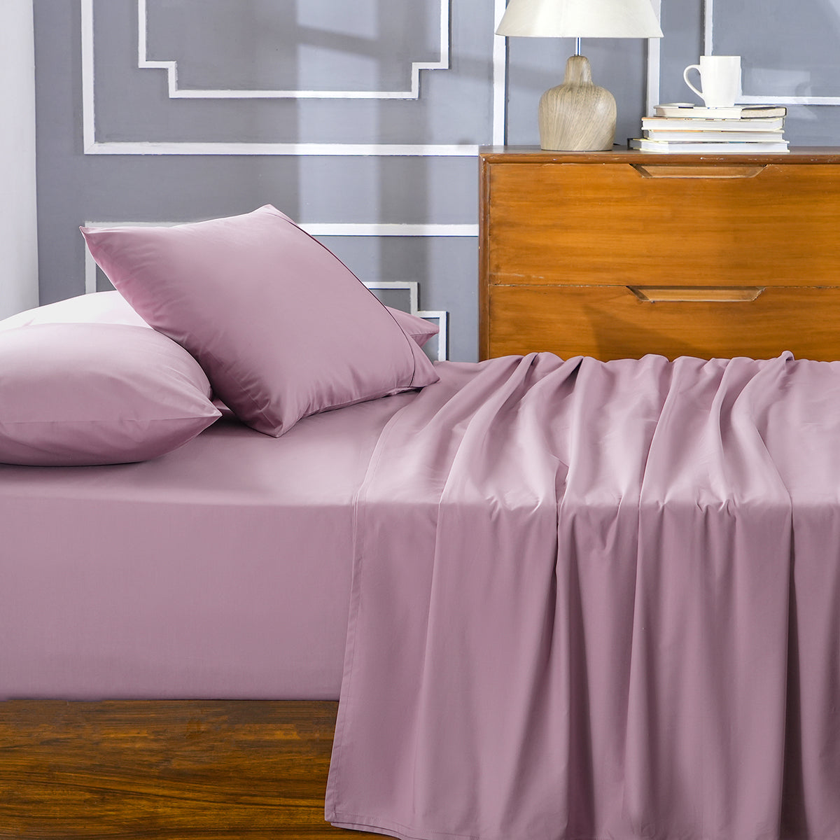 Eden Crisp & Light Weight 100% Cotton Solid Purple Bed Sheet