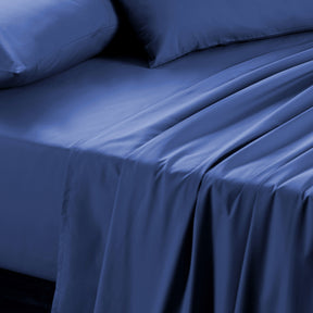 Eden Crisp & Light Weight 100% Cotton Solid Blue Bed Sheet with Pillow Case