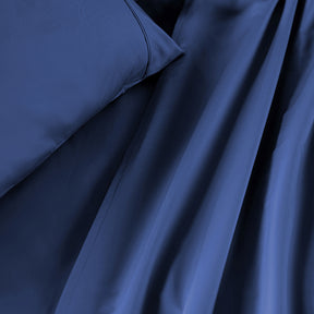 Eden Crisp & Light Weight 100% Cotton Solid Blue Bed Sheet with Pillow Case