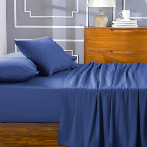 Eden Crisp & Light Weight 100% Cotton Solid Blue Bed Sheet with Pillow Case
